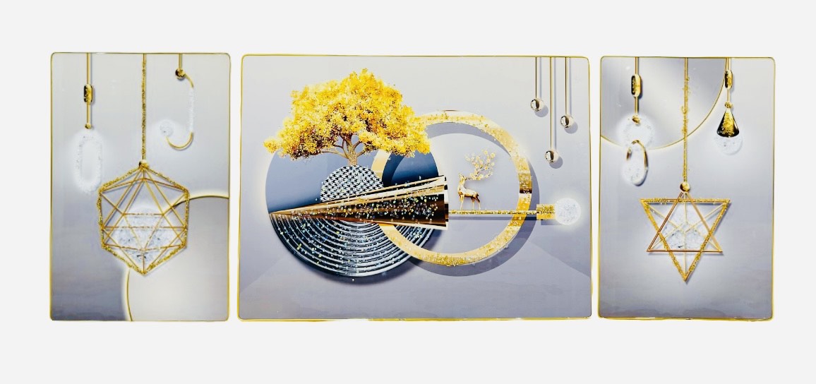 Celestial glow crystal glass painting set of 3