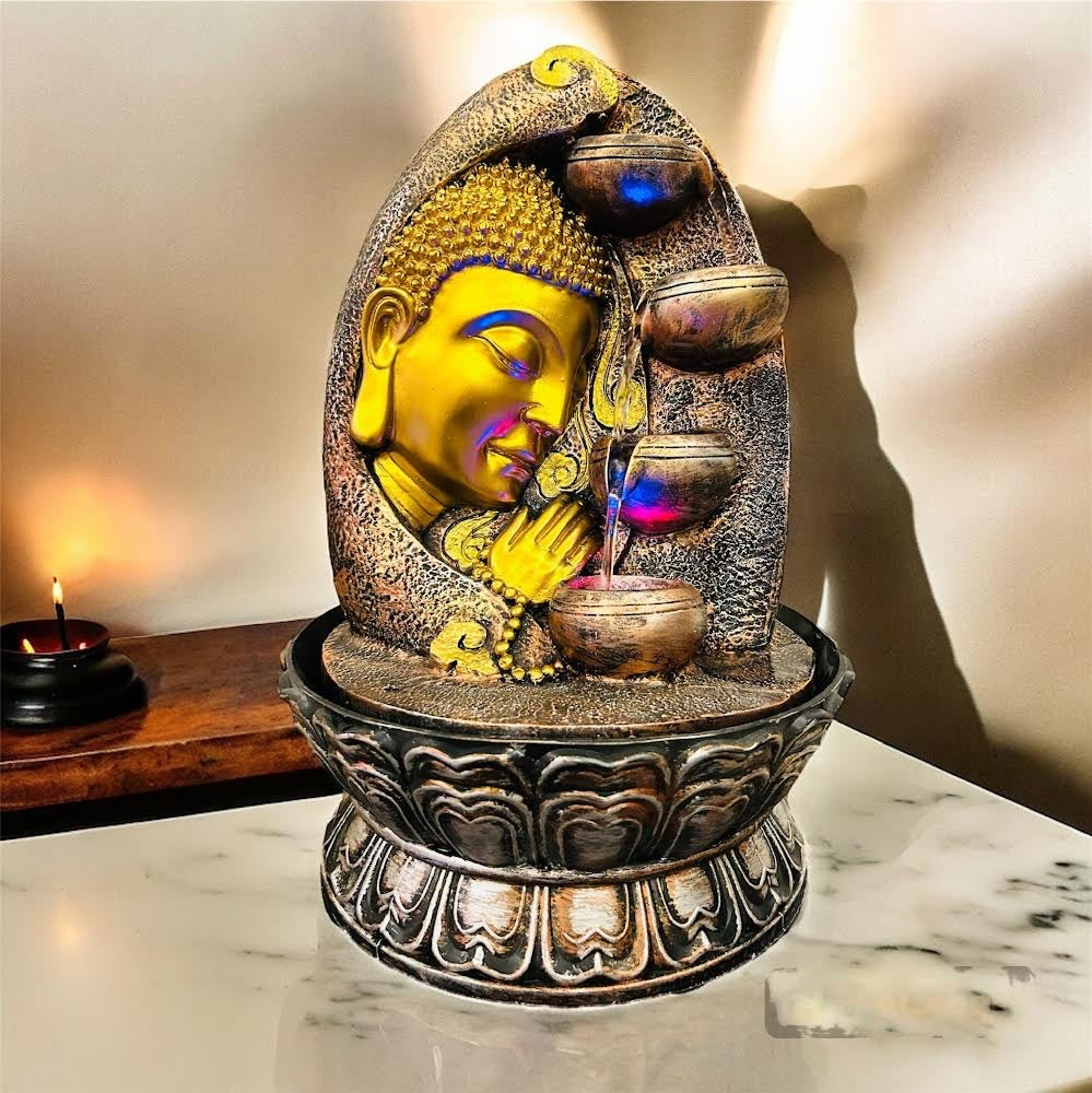 Buddha Face Water Fountain For Home, Office, Table Top Decor