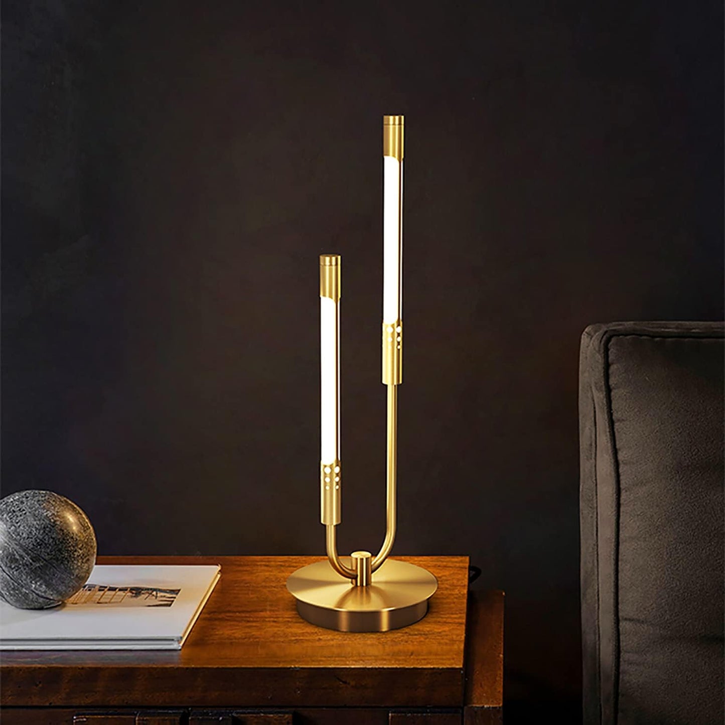 12W Three-Tone Table Lamp Nordic Light Luxury Copper Table Lamp Bedroom Bedside Lamp