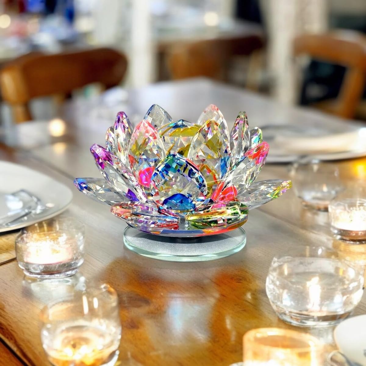 Vaastu Transparent Crystal Lotus for Positive Energy A Gift Item for Good Luck & Prosperity