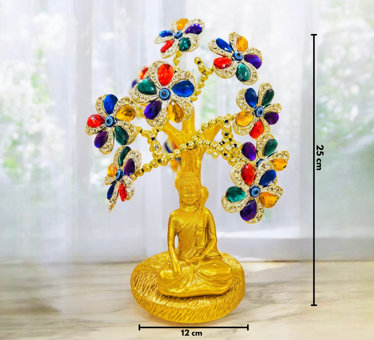 Meditating Buddha Colorful Evil Eye Tree – Spiritual Decor