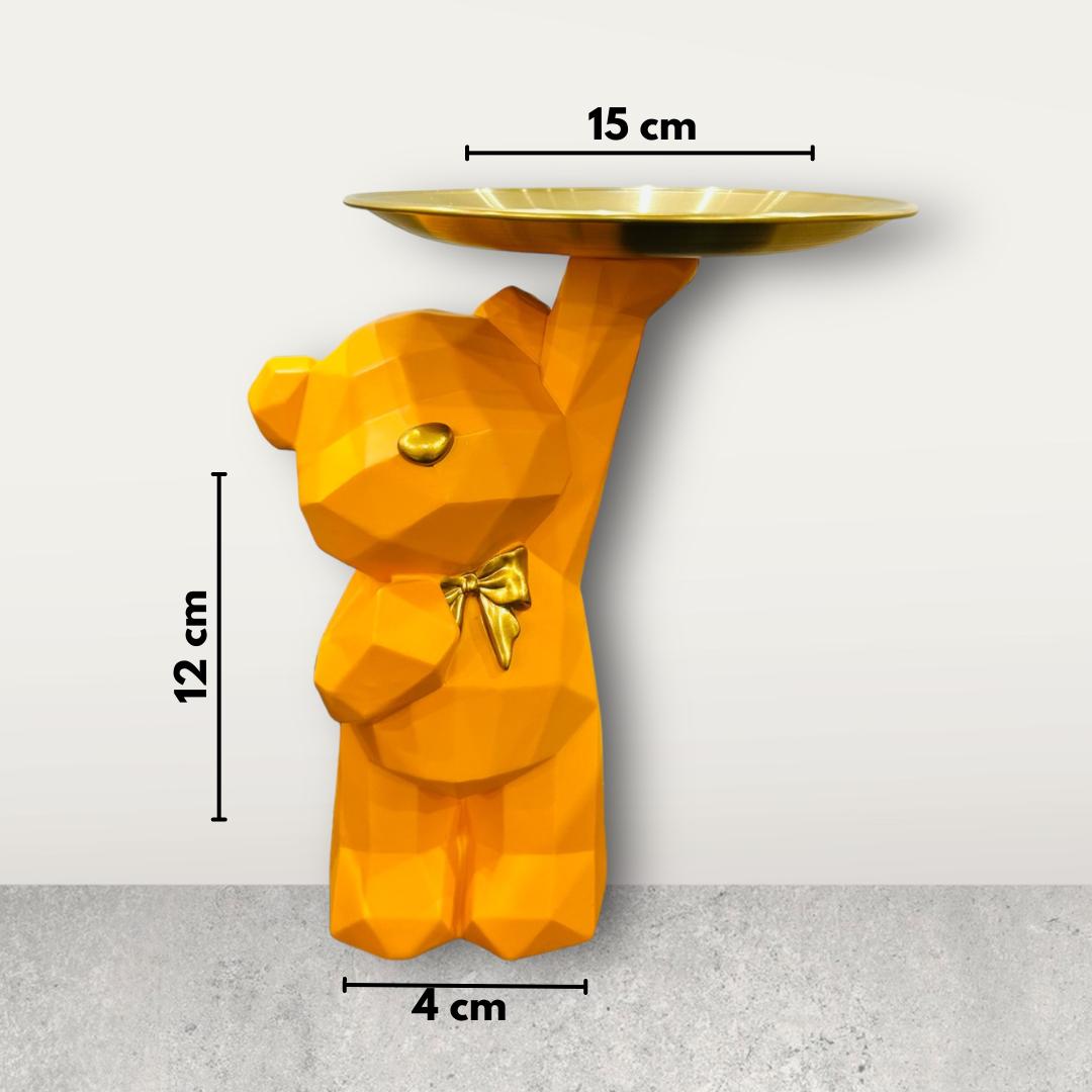 Polyresin Teddy Bear Platter Showpiece, For Table Decor and Home Decor
