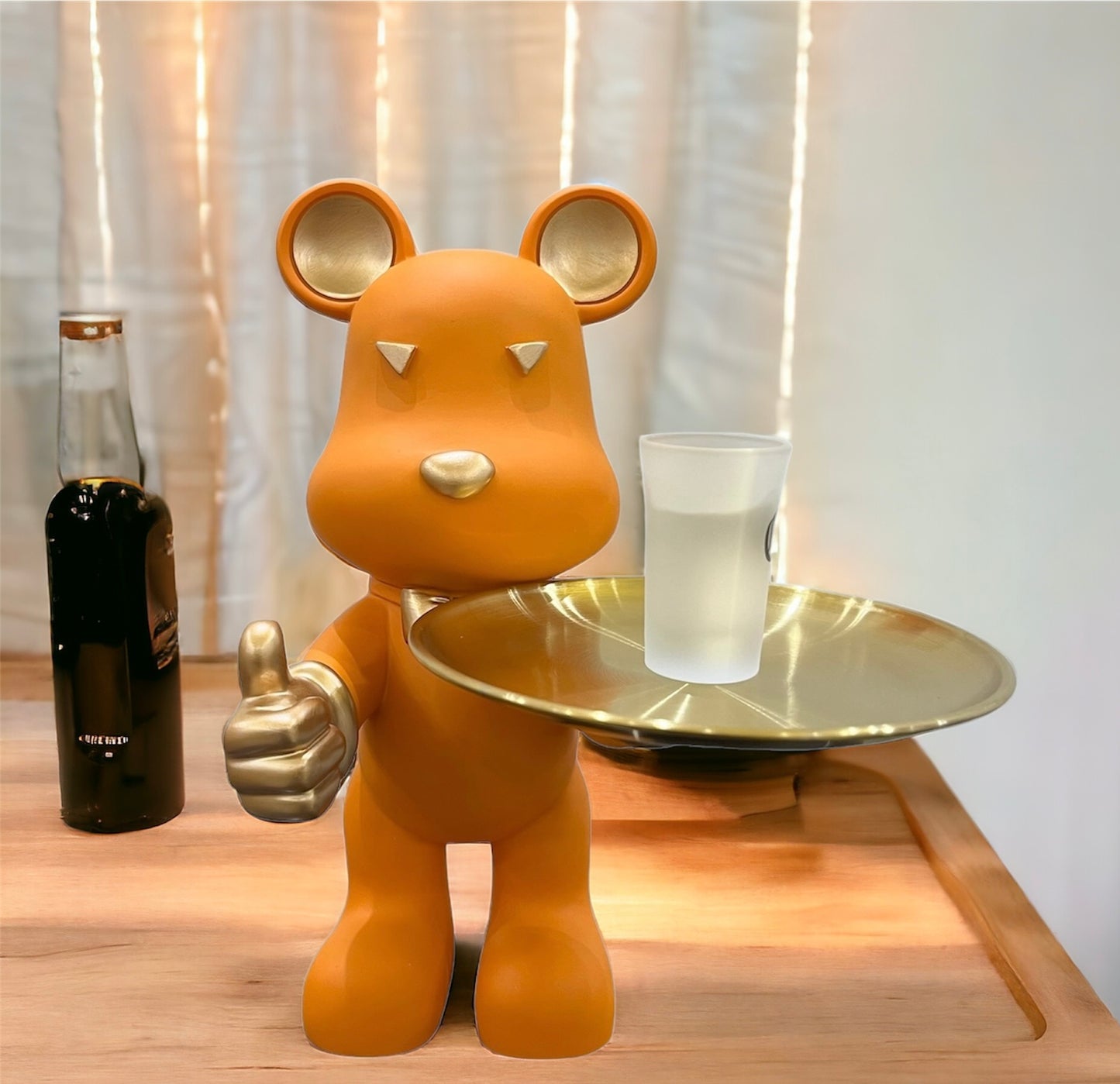 Multi-purpose Rabbit with Tray showpiece (Orange and Gold)