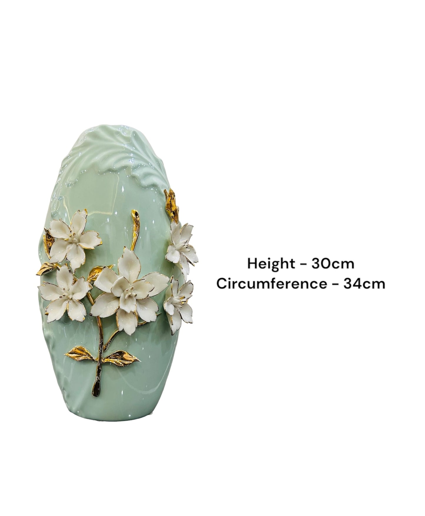 Luxury Ceramic table Vase and Showpiece with 3D Flowers Carving