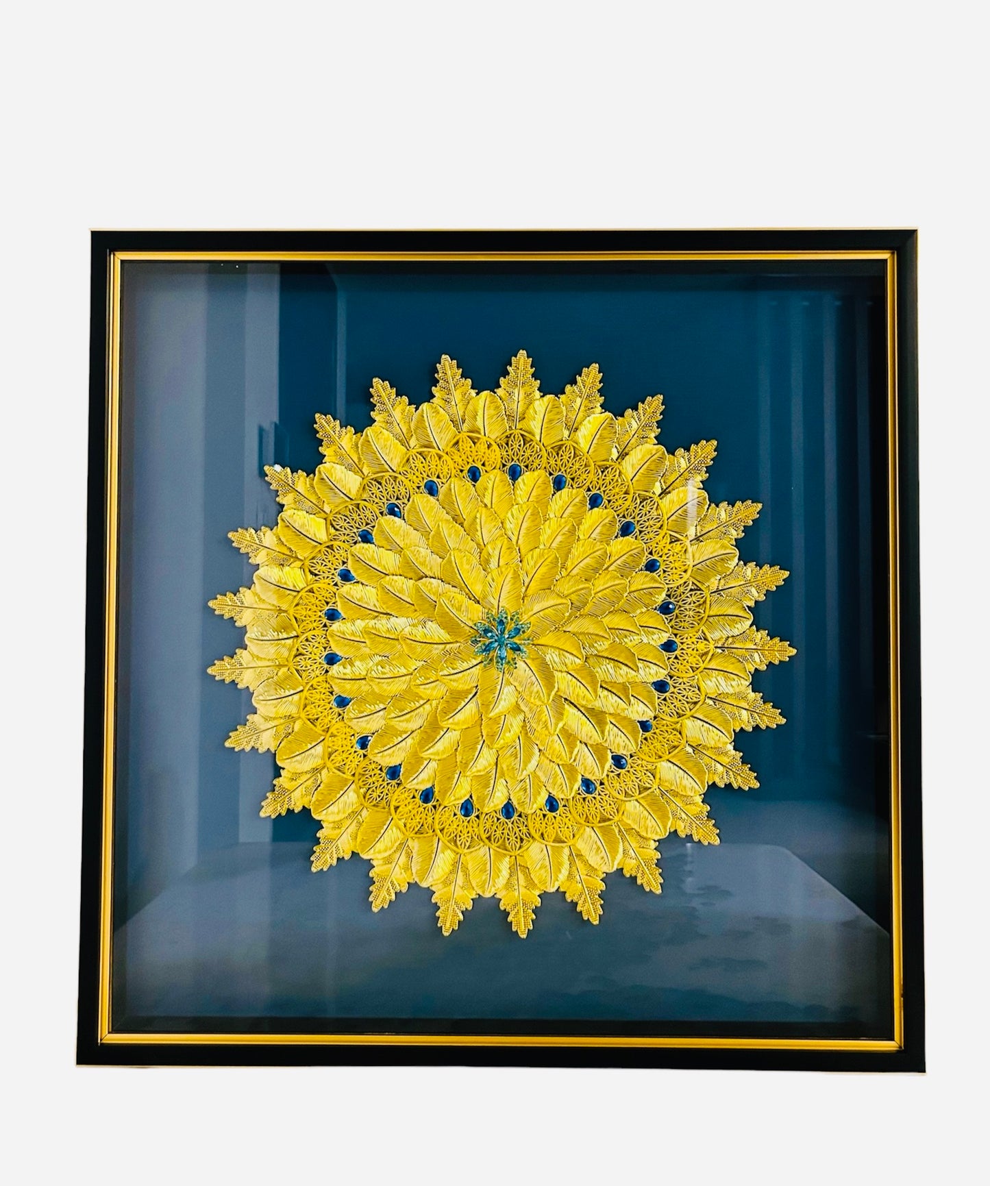 Crystal studded floral shadow box