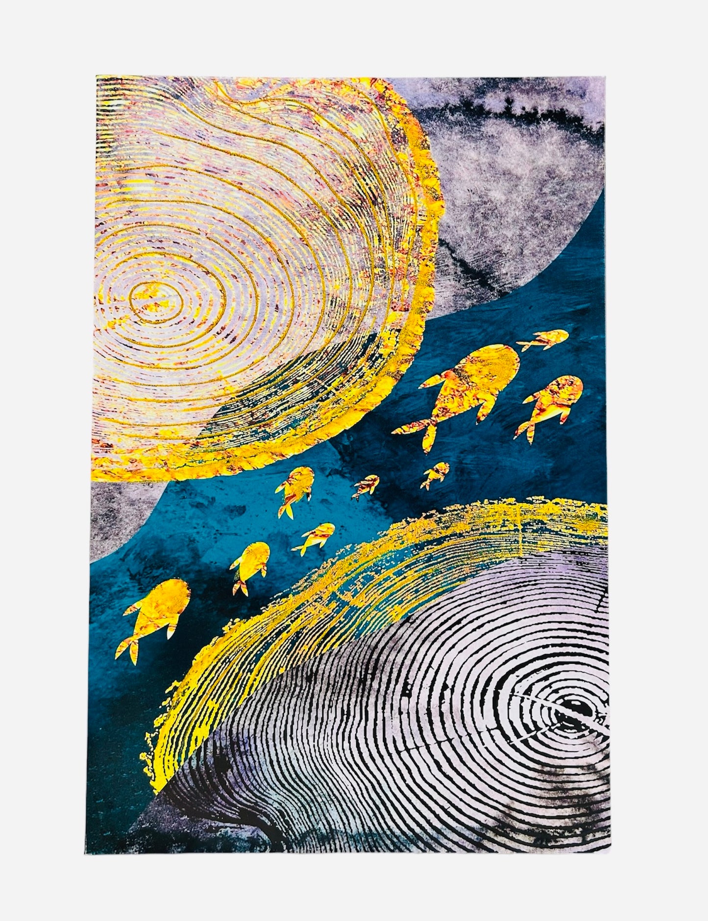 Deep water with fishes canvas painting