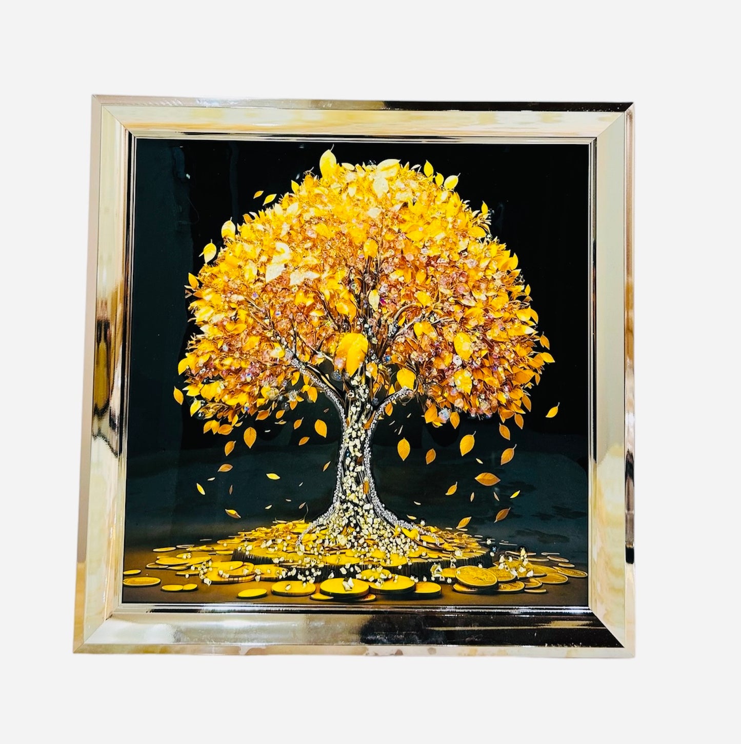 Golden graphic tree crystal painting