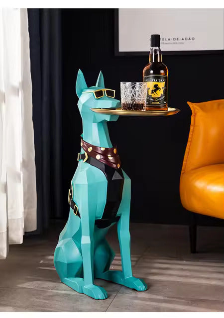 Luxury Doberman Butler Statue (Green)