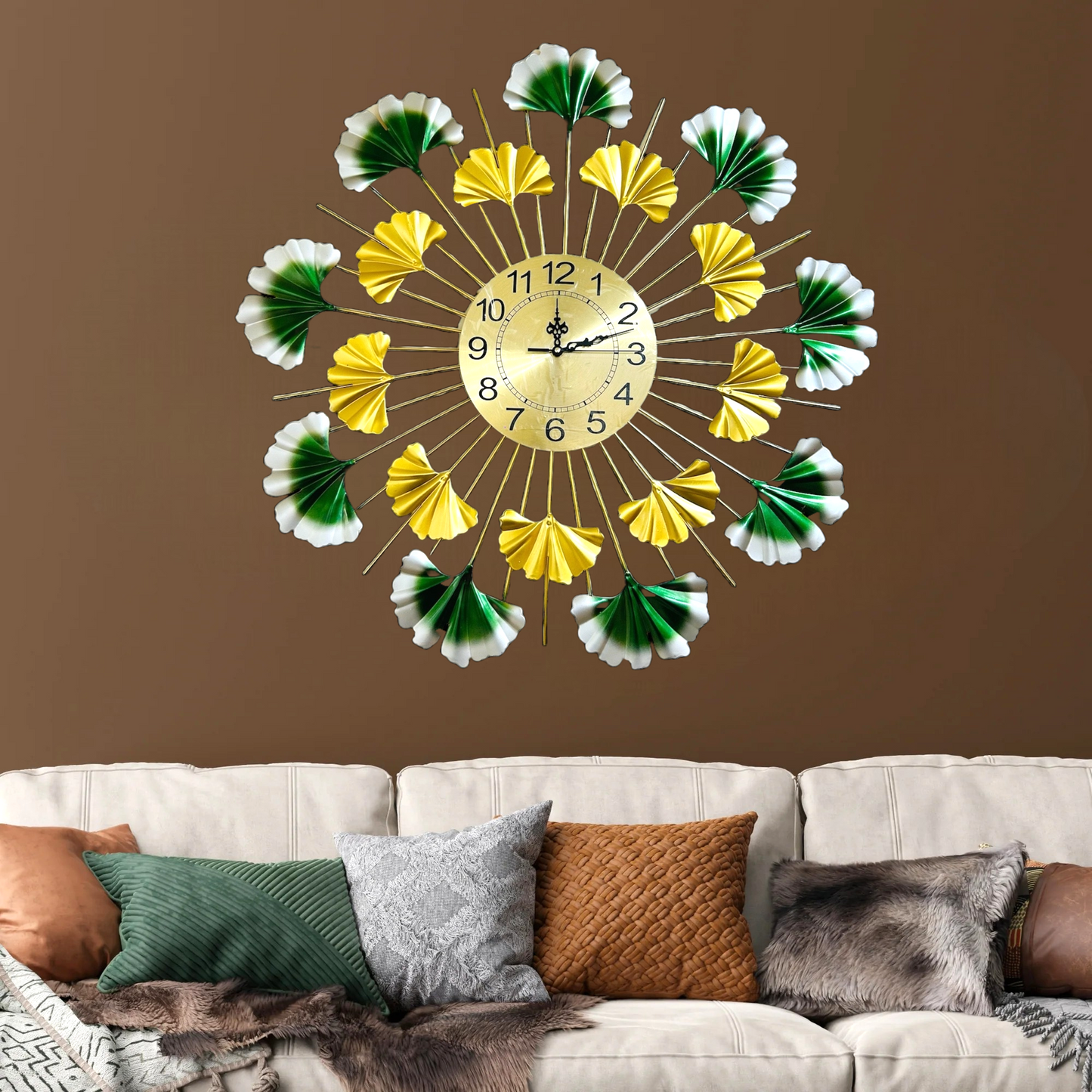 Luxurious Sun Shape Metal Wall Art Clock