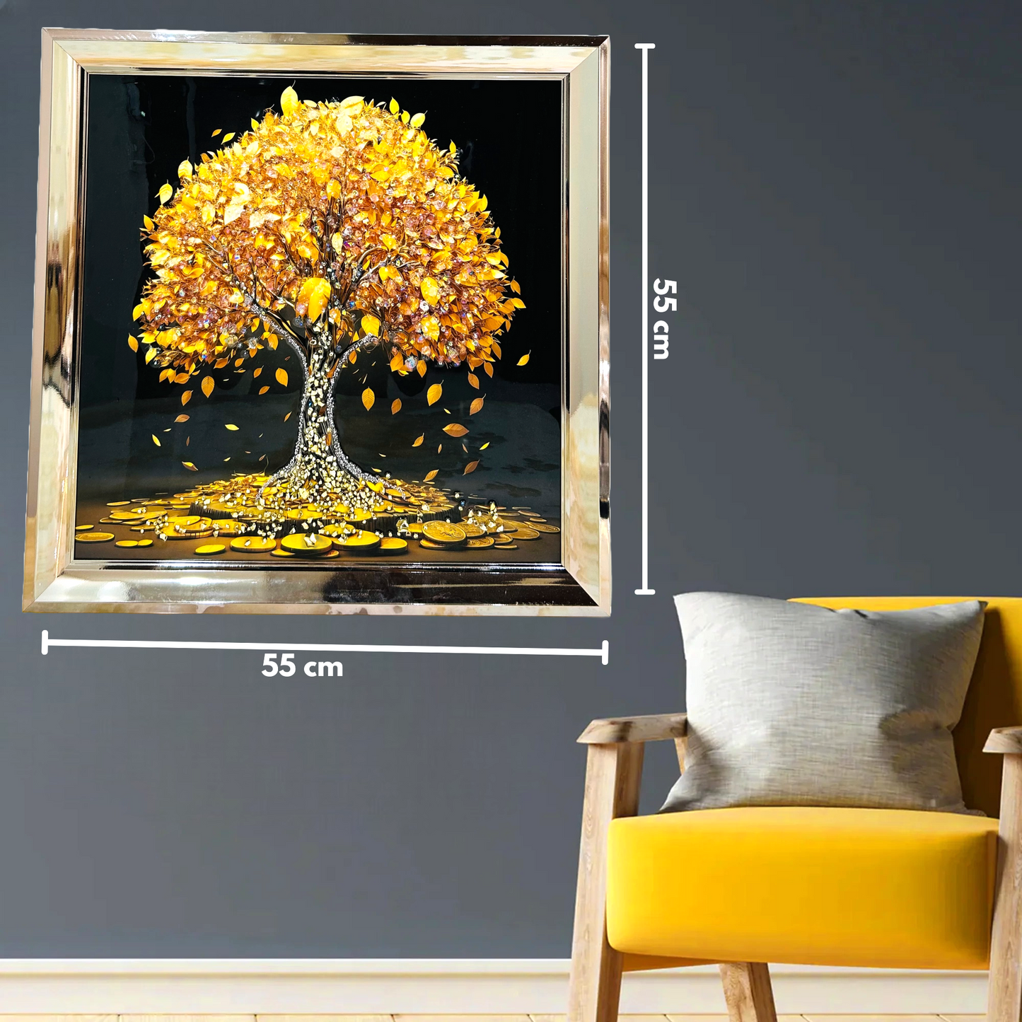 Golden graphic tree crystal painting