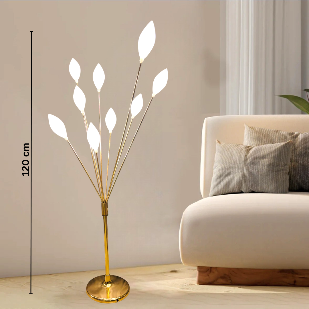 Elegant Gold Branch Floor Lamp with Leaf-Shaped LED Lights