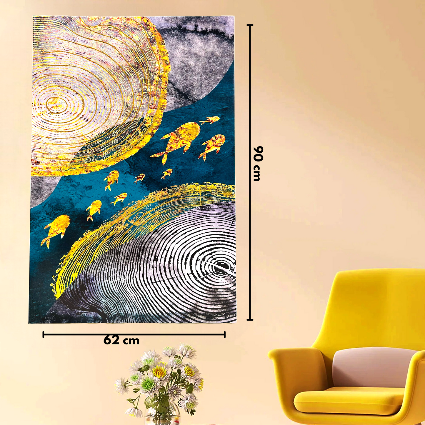 Deep water with fishes canvas painting