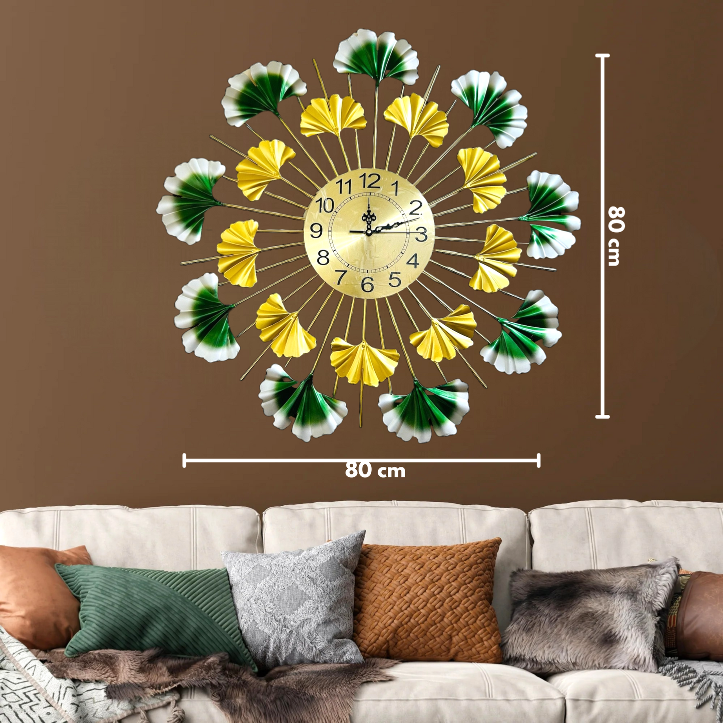 Luxurious Sun Shape Metal Wall Art Clock