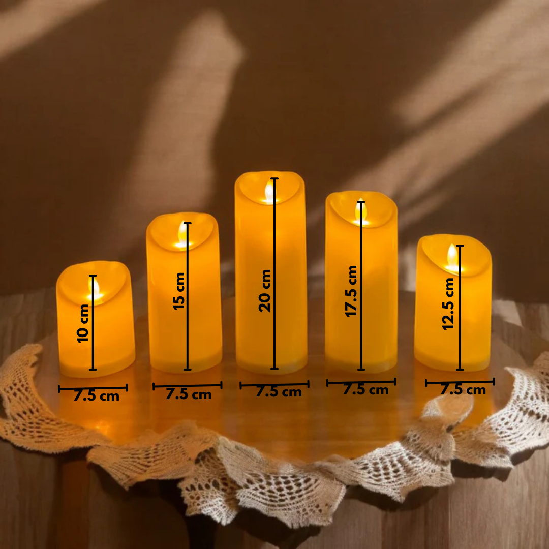 Artificial Flickering Candles set of 5