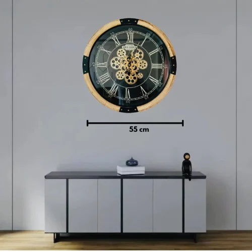 Minute Master Designer Wall Clock With Moving Gear Mechanism