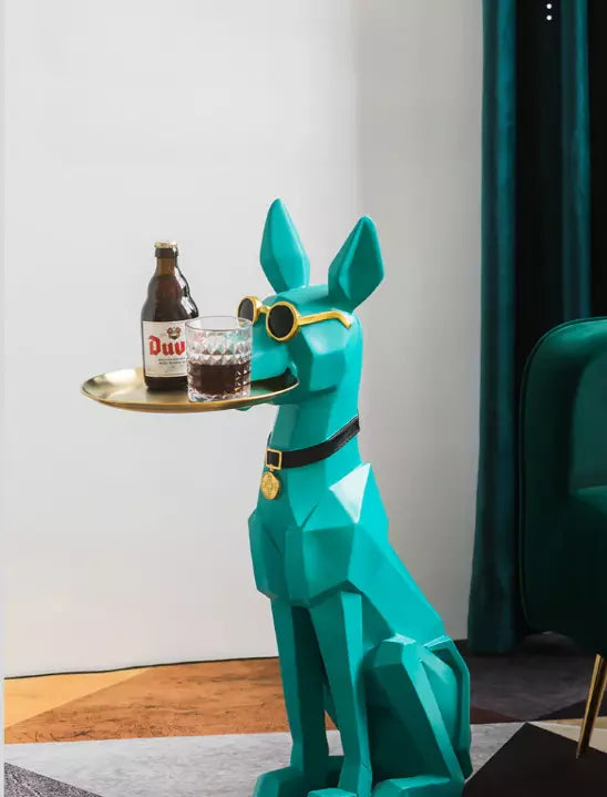 Luxury Doberman Butler Statue (Green)
