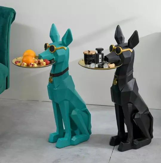 Luxury Doberman Butler Statue (Green)