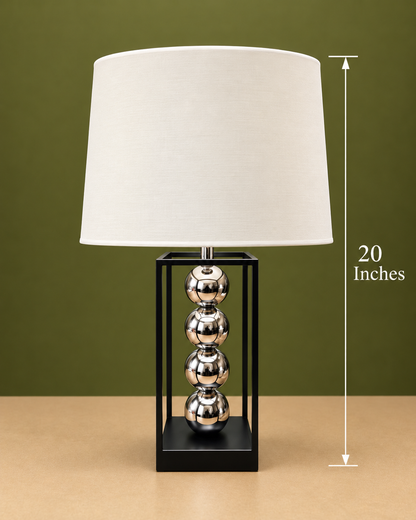 Modern Metal Ball Frame Table Lamp with Fabric Shade, 20 Inches