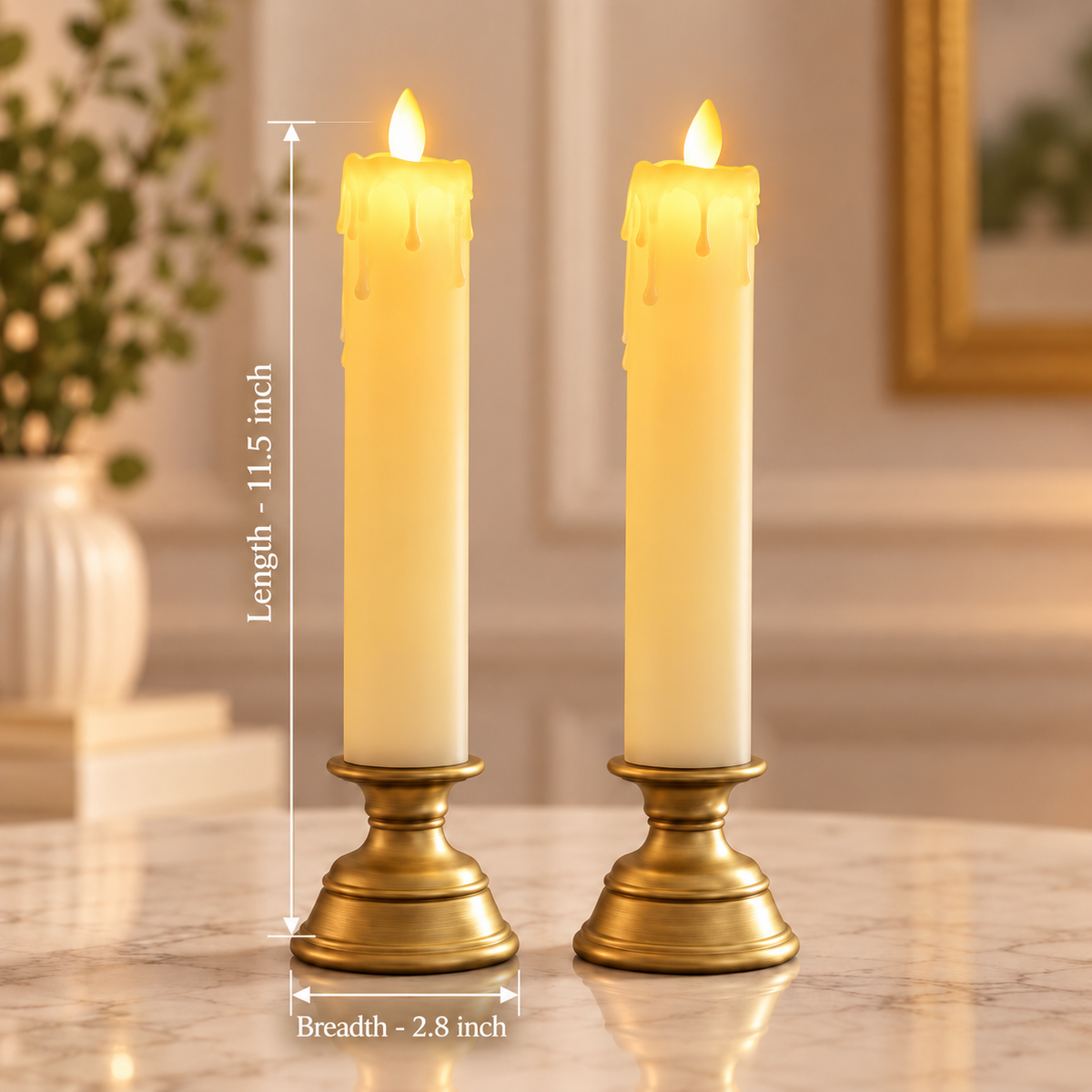 Led Pillar Candle with Stand Pack of 2
