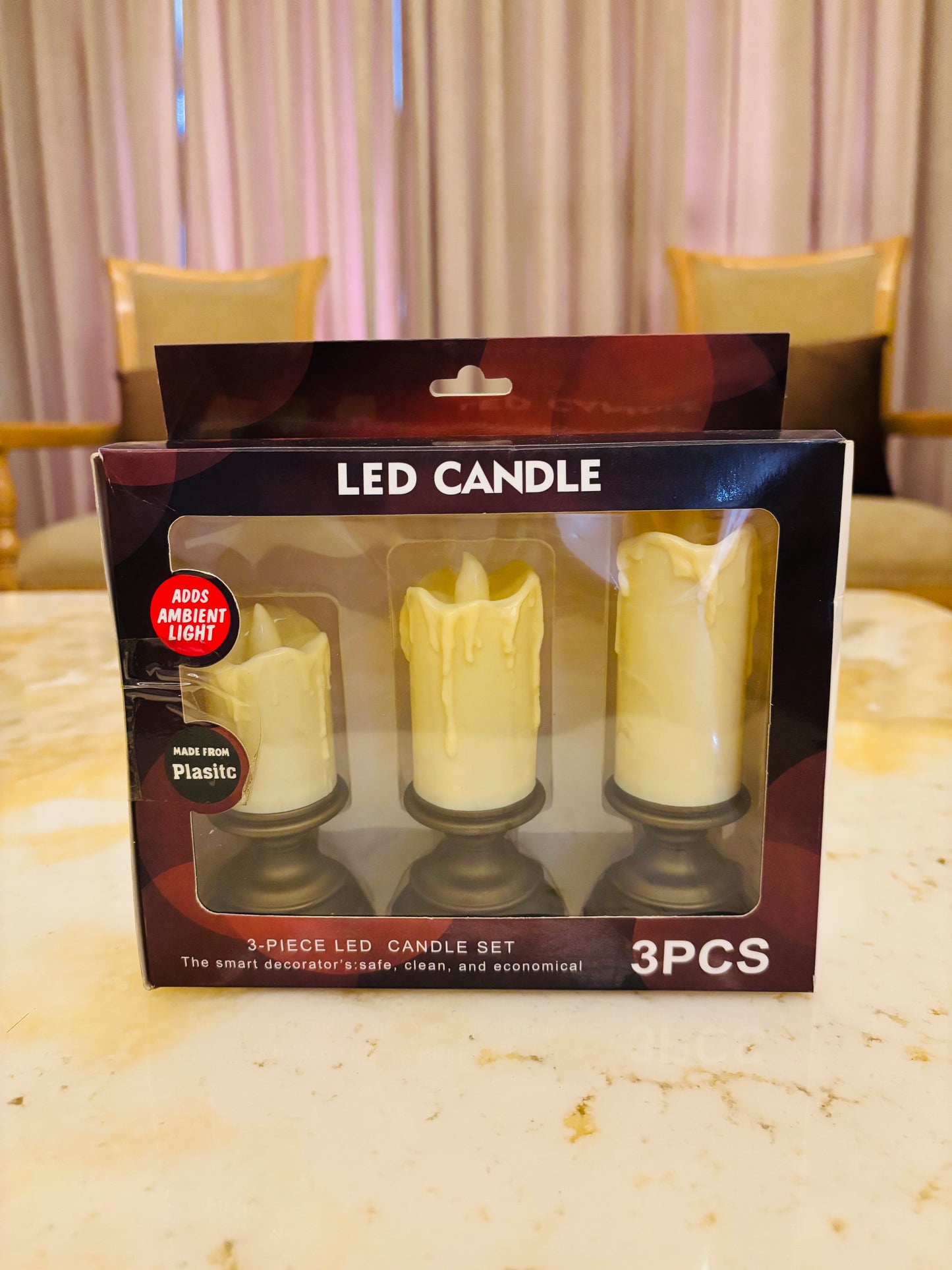 LED Melted Wax Candle with Stand – Flameless Flickering Decorative Candle for Home, Festive & Table Decor