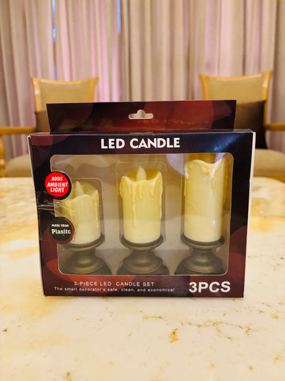 LED Melted Wax Candle with Stand – Flameless Flickering Decorative Candle for Home, Festive & Table Decor