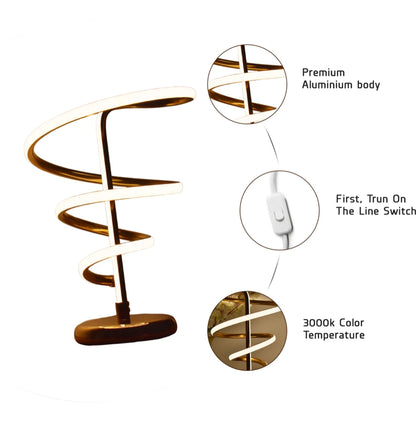 Spiral LED Table Lamp for Table Decor and Home Decor