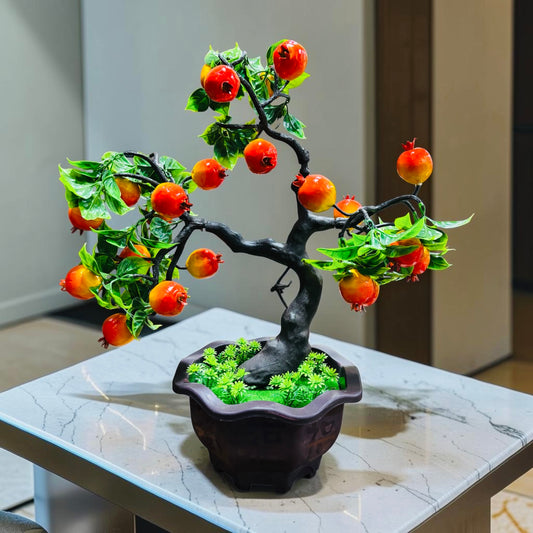 Artificial Pomegranate Plant Bonsai – 21 Inch Decorative Fruit Tree for Home, Office, Living Room & Tabletop Decor