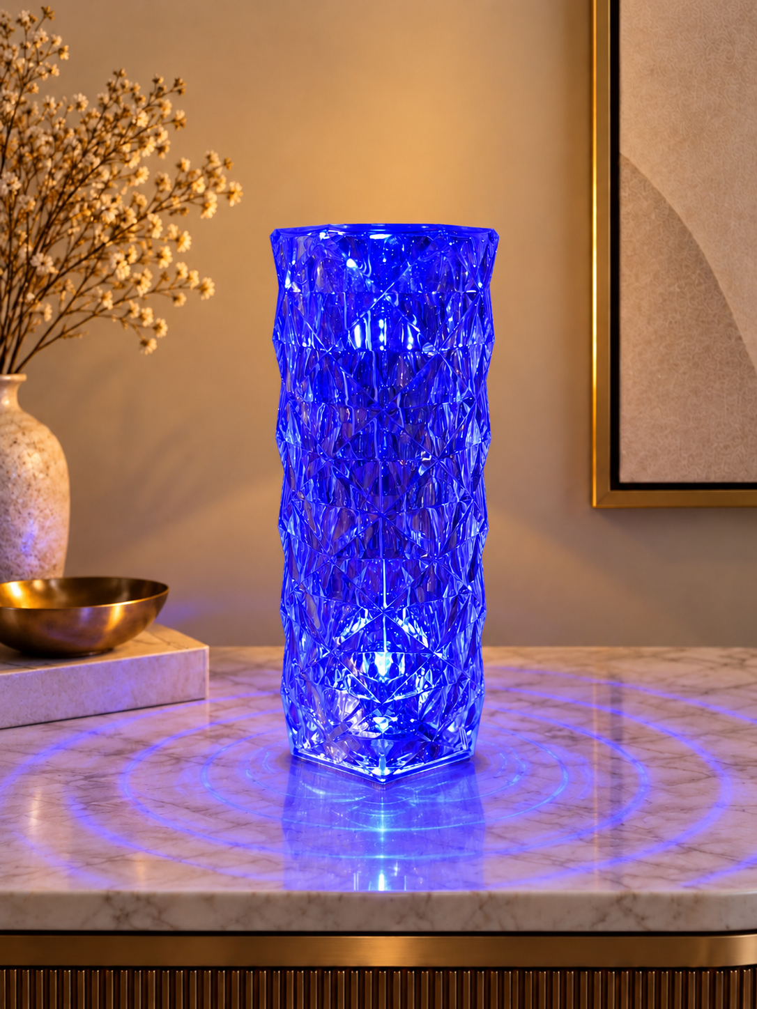 Rechargeable Premium Crystal Table Lamp with Remote Control & 16 Colors, 8.5 Inch