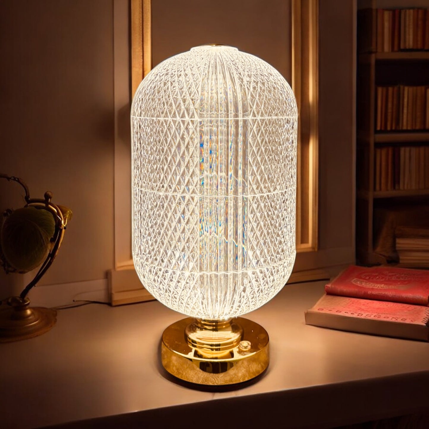 Luxury Crystal Touch Lamp with 3 Light Modes & Rechargeable Base