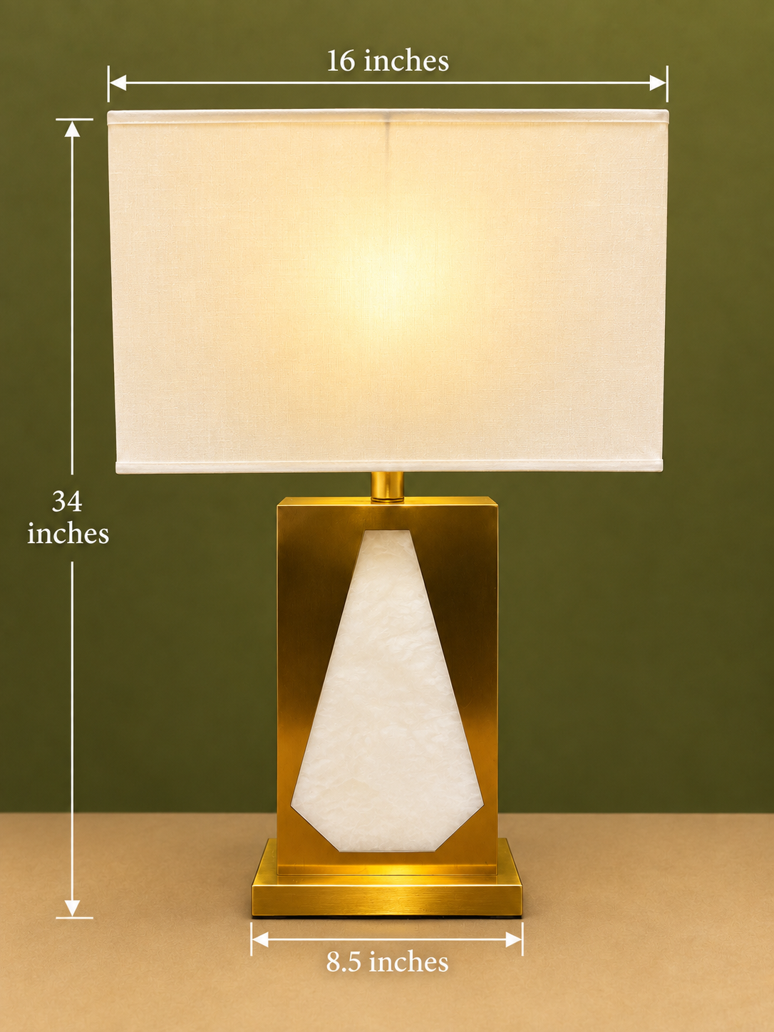 Luxury Metal and Illuminated Marble Base Table Lamp with 3-Modes LED Light, 34 Inches
