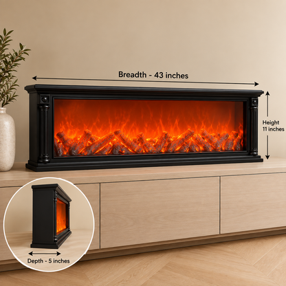 43 inches Premium Decorative LED Fireplace with Remote Control & USB Power