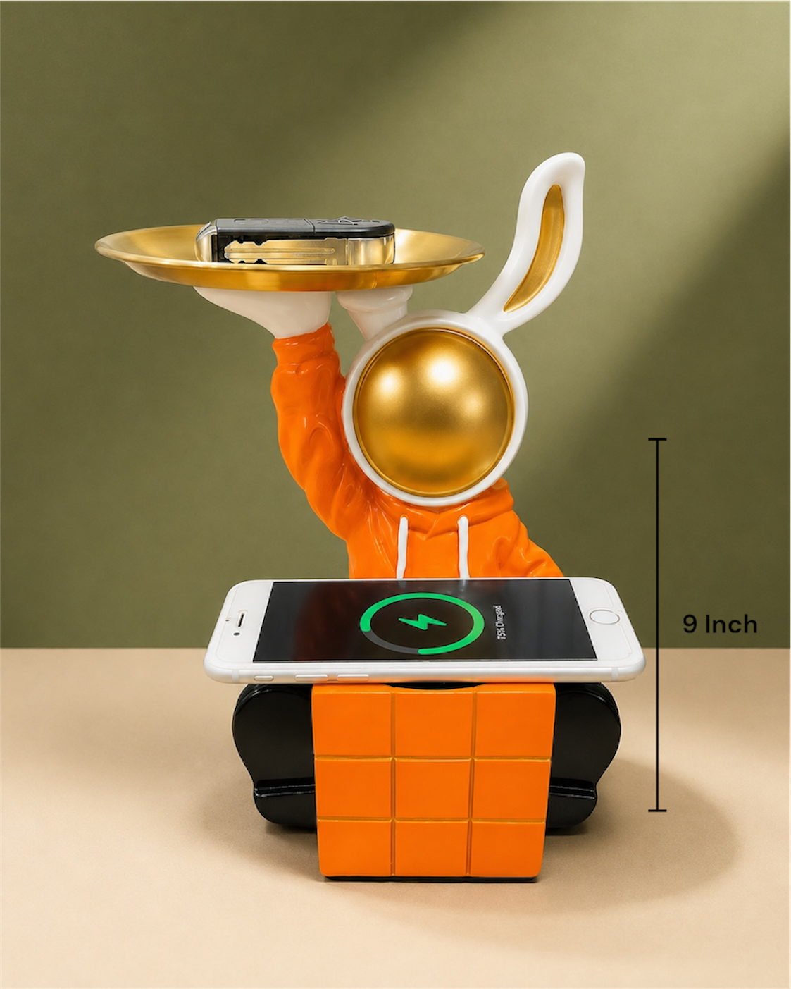 Bunny Wireless Charging Organizer Showpiece with Utility Tray – 9 Inch