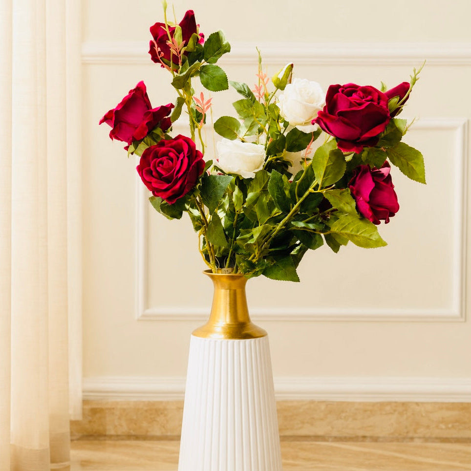 Premium Artificial Rose Flower Stem – 33 Inches | Long Stem Decorative Roses for Floor & Table Vases