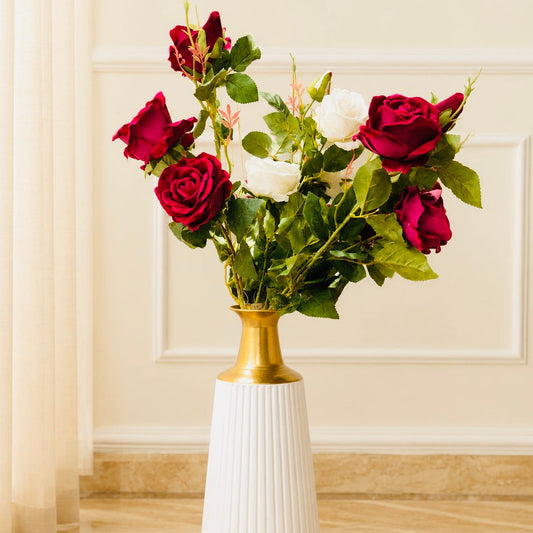 Premium Artificial Rose Flower Stem – 33 Inches | Long Stem Decorative Roses for Floor & Table Vases