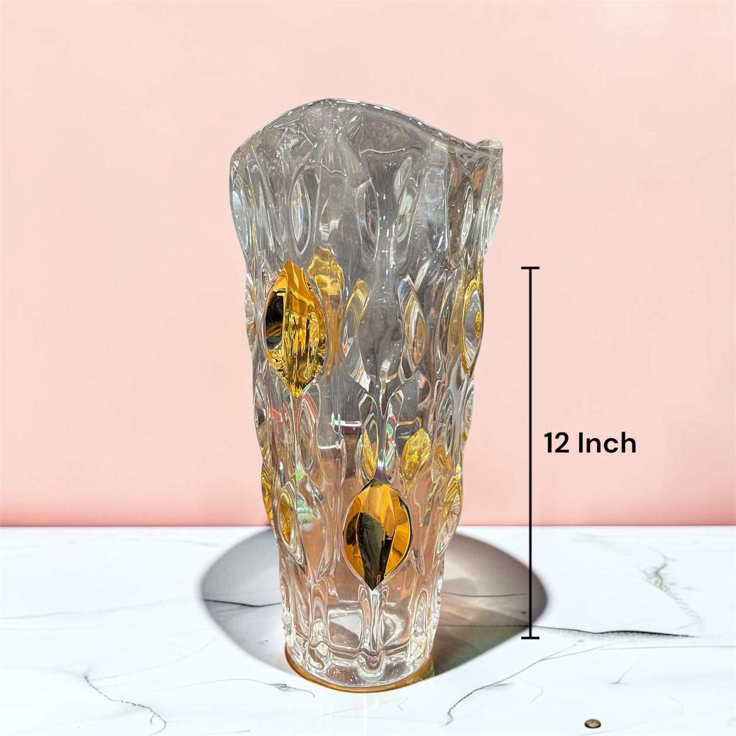 Luxury Textured Glass Vase with Amber Accents (12 Inch)