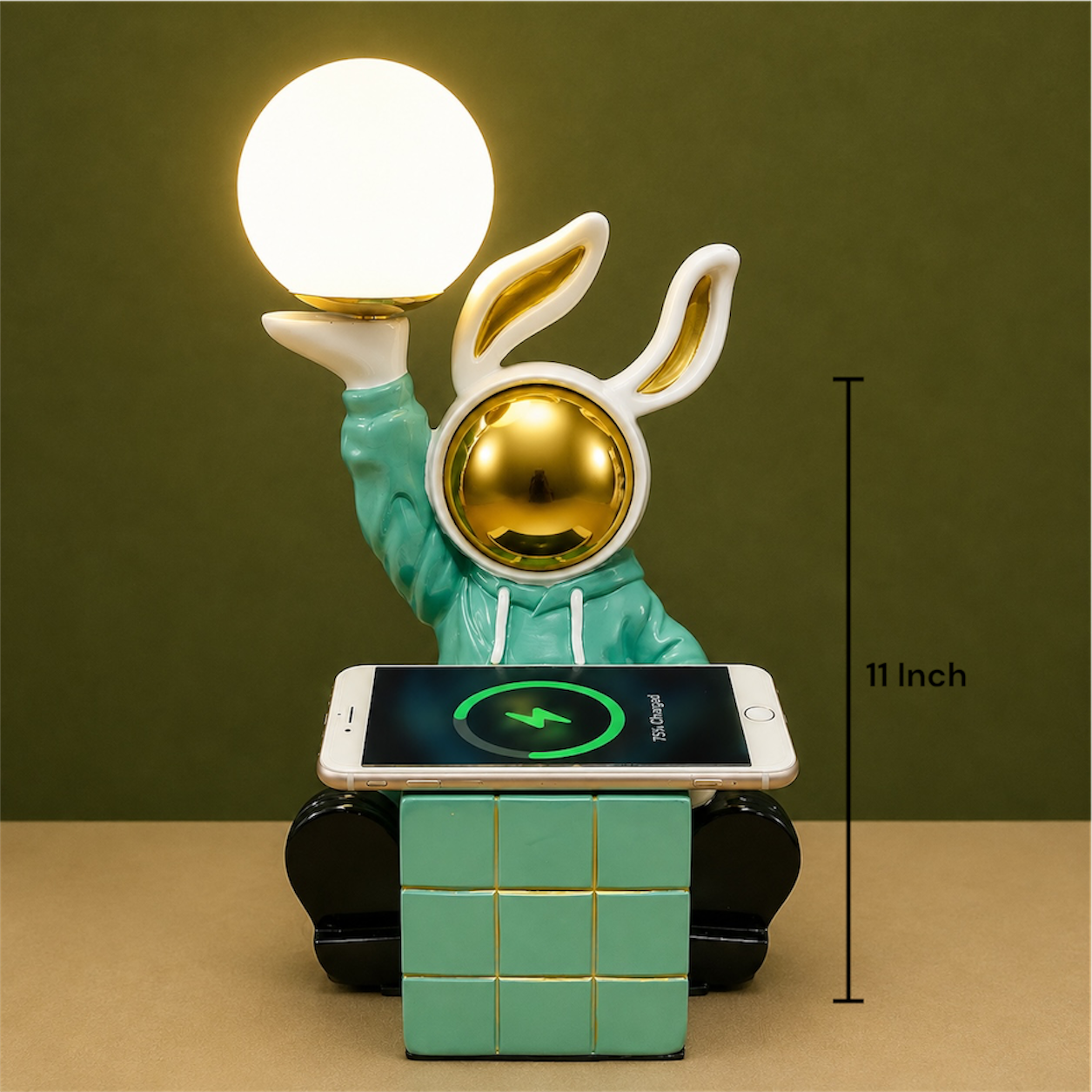Bunny Wireless Charging Table Lamp with Decorative LED Globe