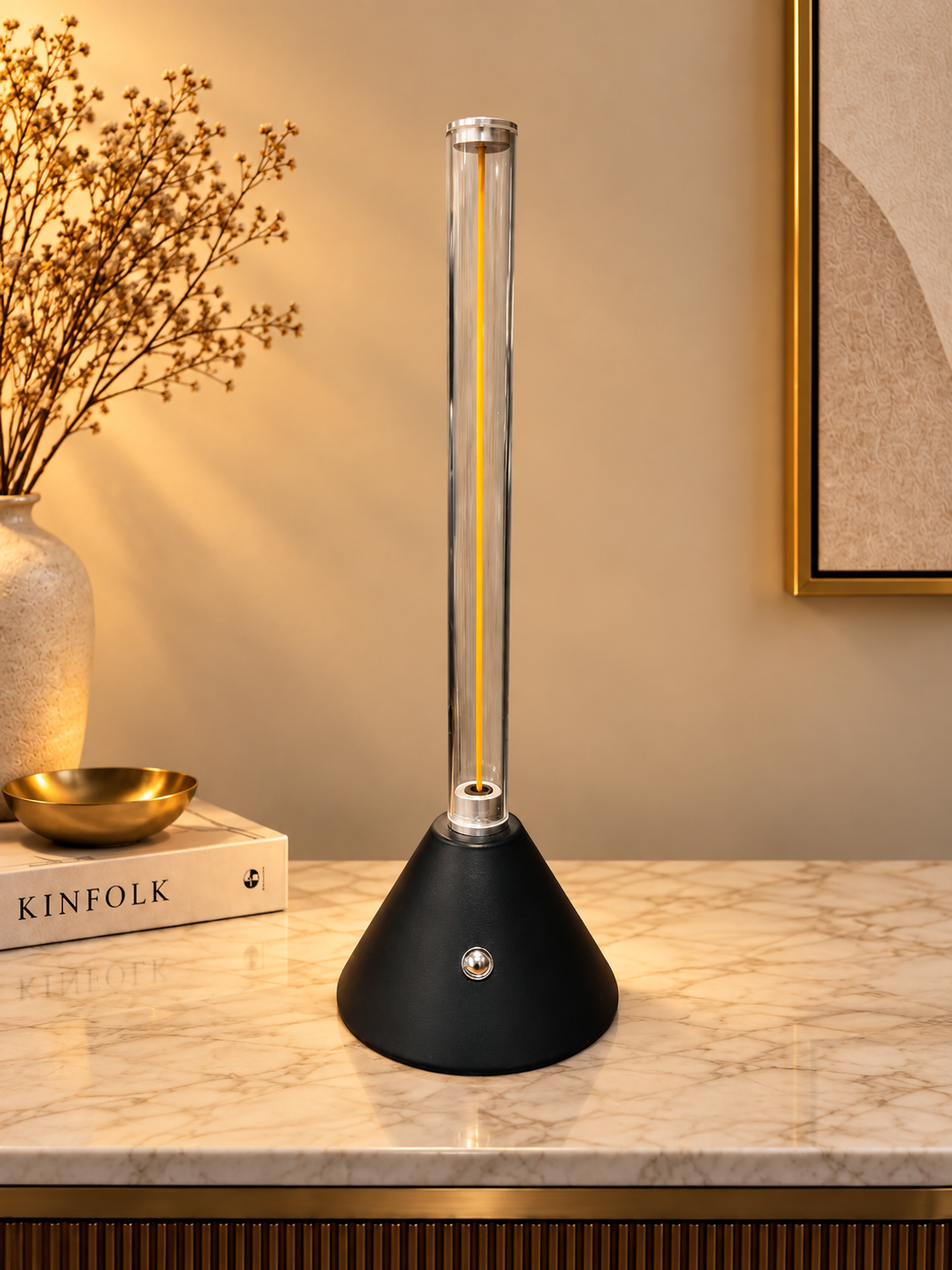 Rechargeable LED Tube Table Lamp with Dimming Feature – Modern Portable Ambient Light 11 Inch