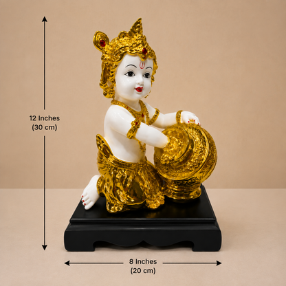 12 Inch Bal Krishna Showpiece – Premium Gold Finish Decorative Idol for Home & Office