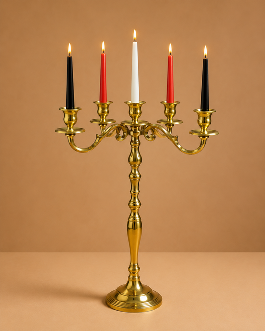 32 Inches Brass Candle Stand – Elegant 5-Arm Candelabra