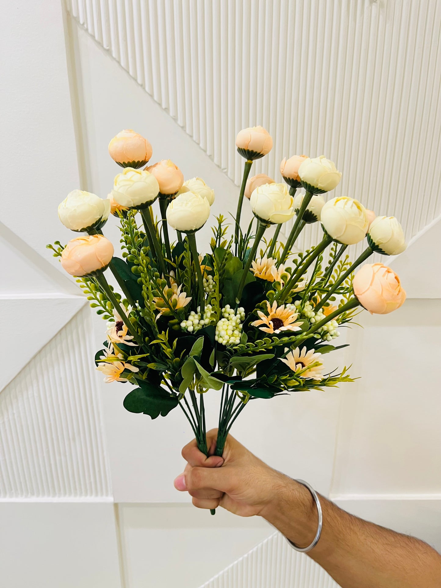 Artificial Ranunculus Flower Bunch for Table Vases (Pack of 2 Stems)