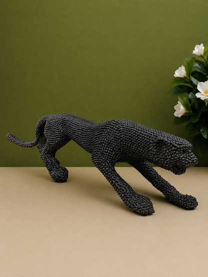 Beaded Charcoal Black Panther Resin Statue (30-Inch)