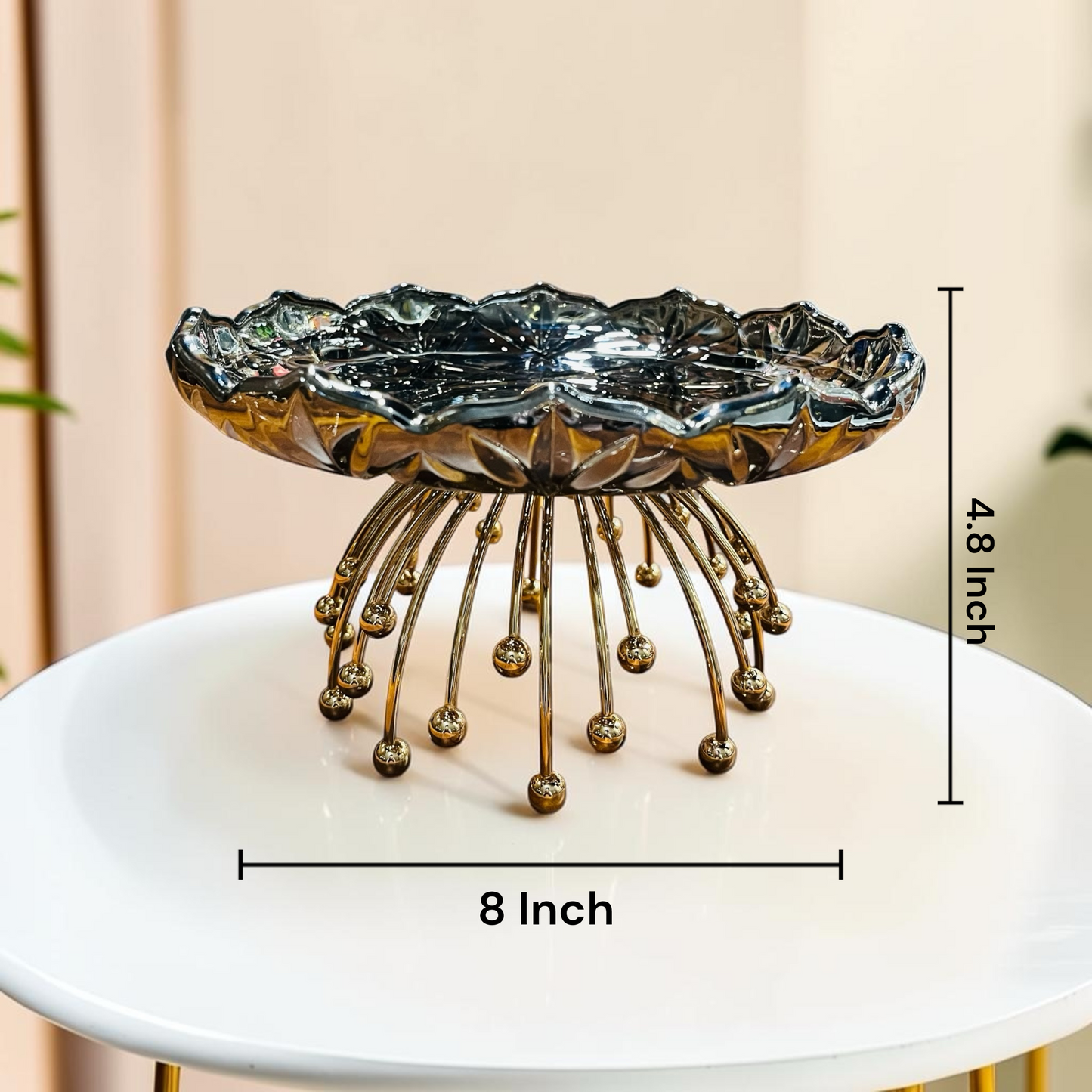 Lotus Pedestal Decorative Glass Platter- Centerpiece for Home Decor