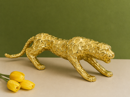 Luxurious Metallic Gold Resin Jaguar Statue (22-Inch)