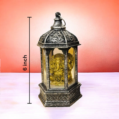 "LED Ganesh Ji Water Lantern Candle Set of 2| Decorative Spiritual Lamp with Glitter Waterfall Effect"