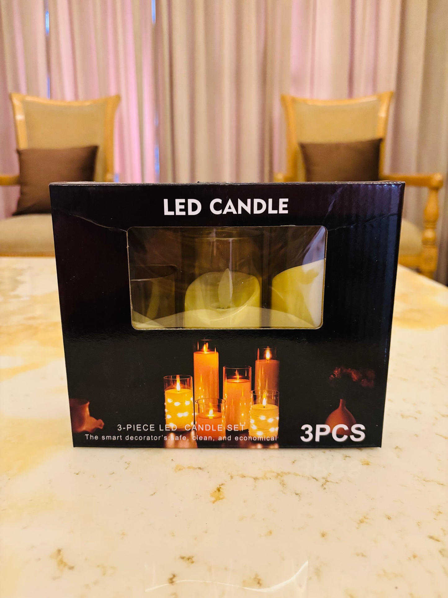 Led Acrylic Glass Candle Set of 3 for Home Decor - 2inch diameter
