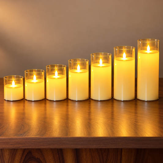Acrylic Glass Led Moving Flame Pillar Candles - 3inch Diameter