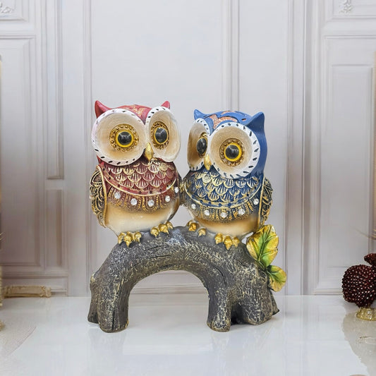 Decorative Twin Owl Showpiece on Branch