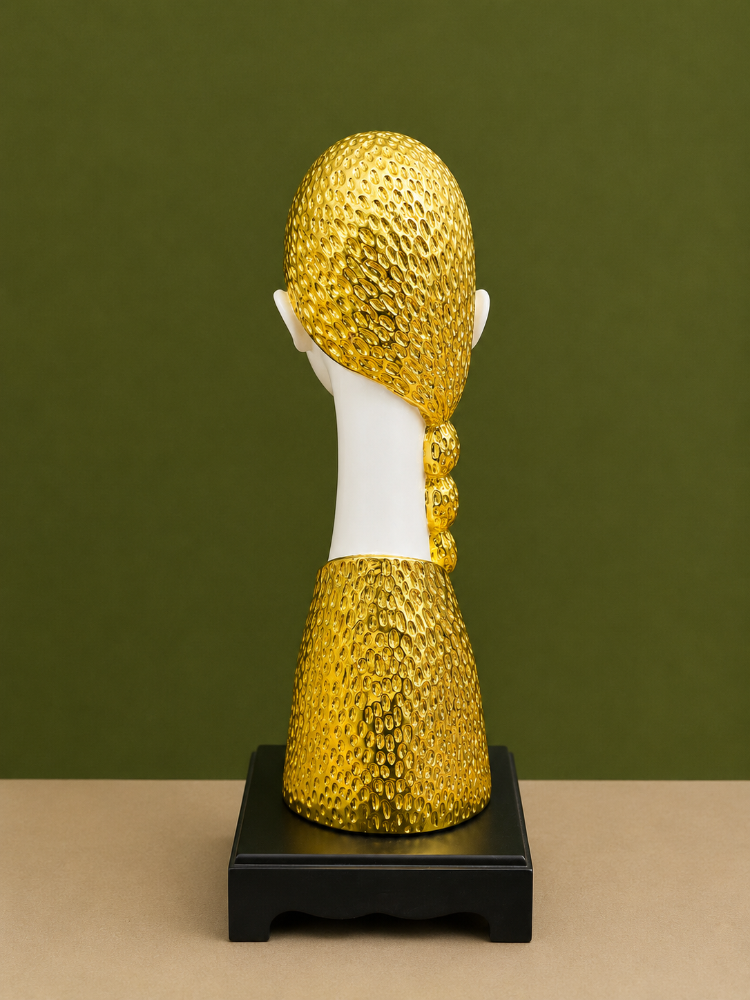 Elegant Welcome Lady Statue with Gold Textured Hair 16 Inch Resin Decor for Home and Office