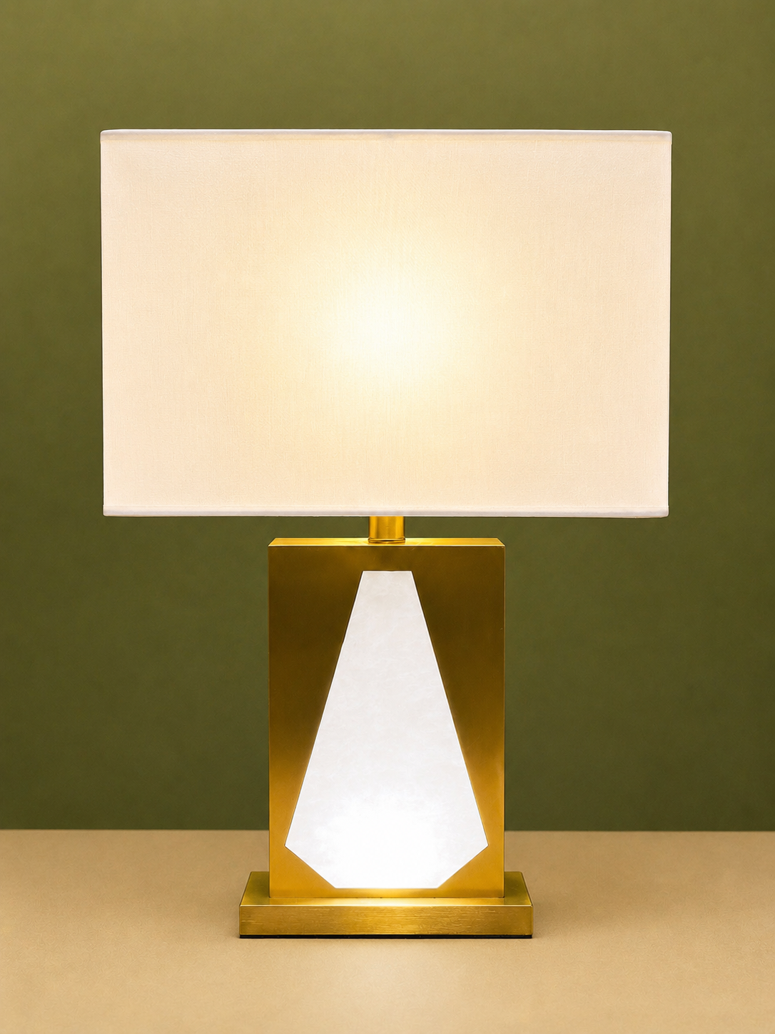 Luxury Metal and Illuminated Marble Base Table Lamp with 3-Modes LED Light, 34 Inches