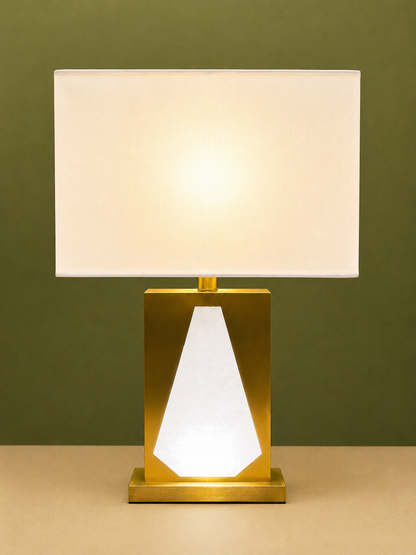 Luxury Metal and Illuminated Marble Base Table Lamp with 3-Modes LED Light, 34 Inches
